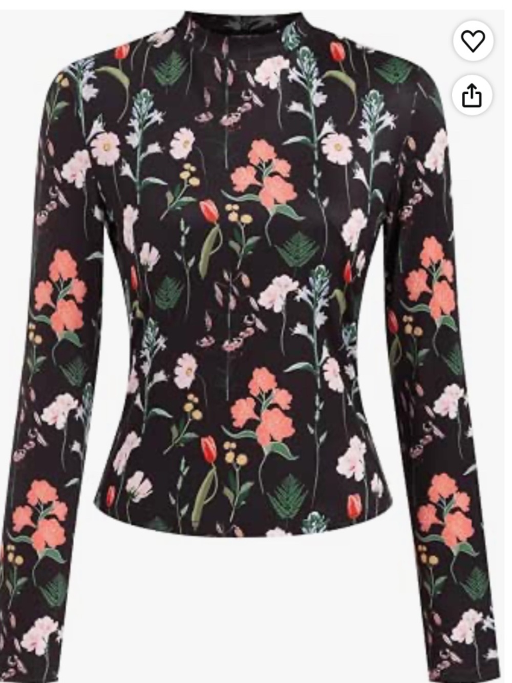 NEW! Cider Floral Knit Long Sleeve Mock Neck Slim Fit Top